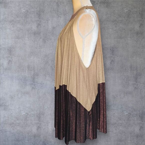 Free People Womens Pleated Love Metallic Mini Dress Size Medium - Picture 2 of 6